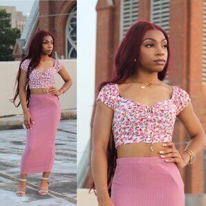 XSMALL Pink Floral Crop Top